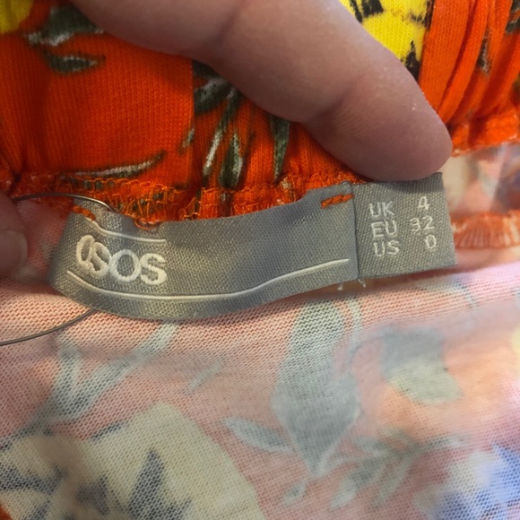 ASOS Tangerine Orange Floral Off Shoulder Midi Dress Size 0 - Picture 6 of 8